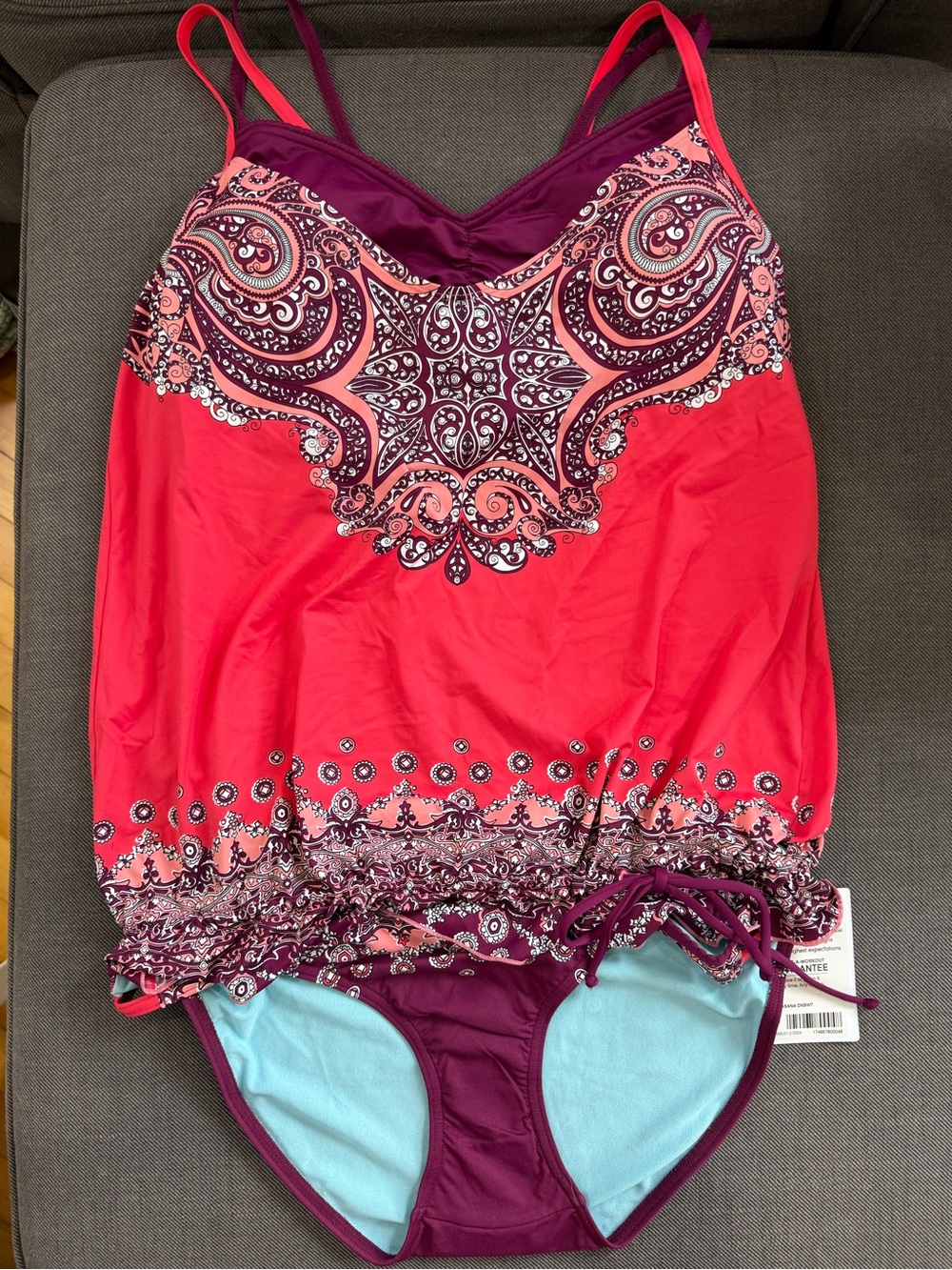 Women’s Pink Paisley Tankini One-Piece Swimsuit